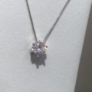Diamond CZ Necklace 18” Silver Plated